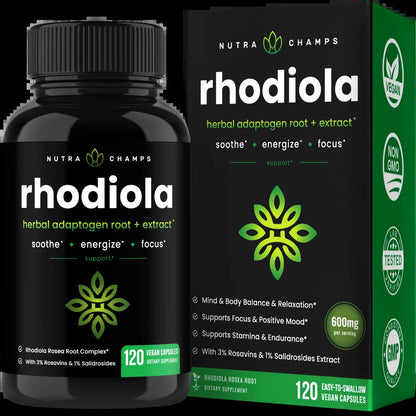 Rhodiola Rosea Capsules [120] Rosavin plus Salidrosides | Rhodiola Rosea Extract Supplement | 300Mg Vegan Pills | Rhodiola for Energy, Stress Relief, Mood Support and Focus