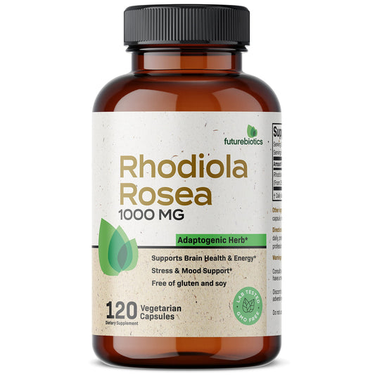 Rhodiola Rosea Extra Strength Adaptogenic Herb Supports Brain Health, Energy, Stress & Mood - Non-Gmo, 120 Vegetarian Capsules