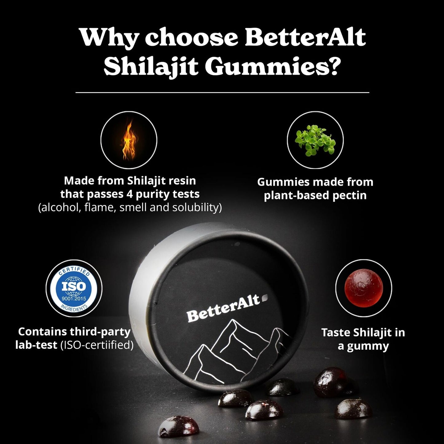 Pure Himalayan Shilajit Gummies with 100% Shilajit |High Potency Gold Grade| ...