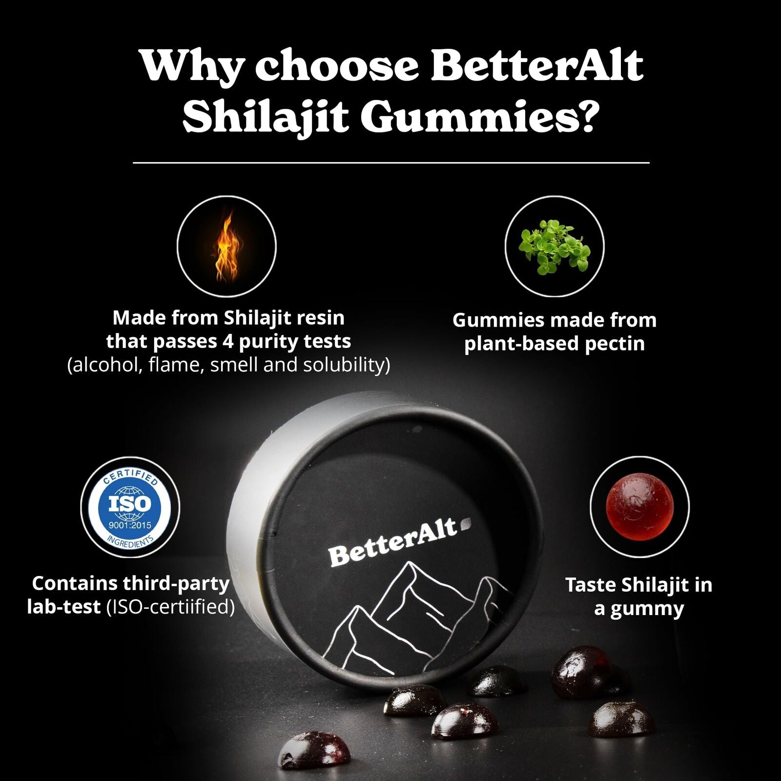 Pure Himalayan Shilajit Gummies with 100% Shilajit |High Potency Gold Grade| ...